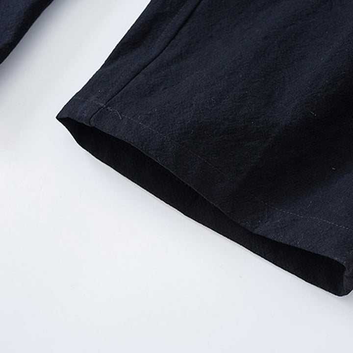 Conjunto de 2 Buddha Stones de traje Tang con botones de rana de algodón para hombre, camisa de manga larga y pantalones con bolsillos. - image 3