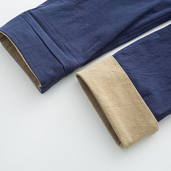 Conjunto de 2 Buddha Stones de traje Tang con botones de rana de algodón para hombre, camisa de manga larga y pantalones con bolsillos. - image 10
