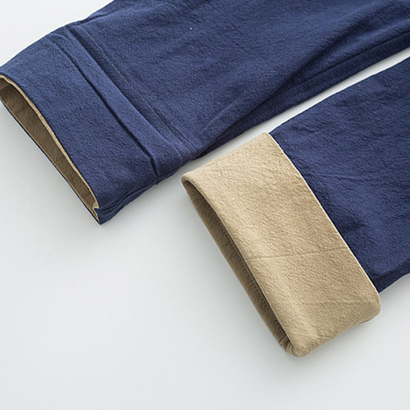 Conjunto de 2 Buddha Stones de traje Tang para hombre, camisa de manga larga de algodón y lino con botones de rana y pantalones con bolsillos. - image 10