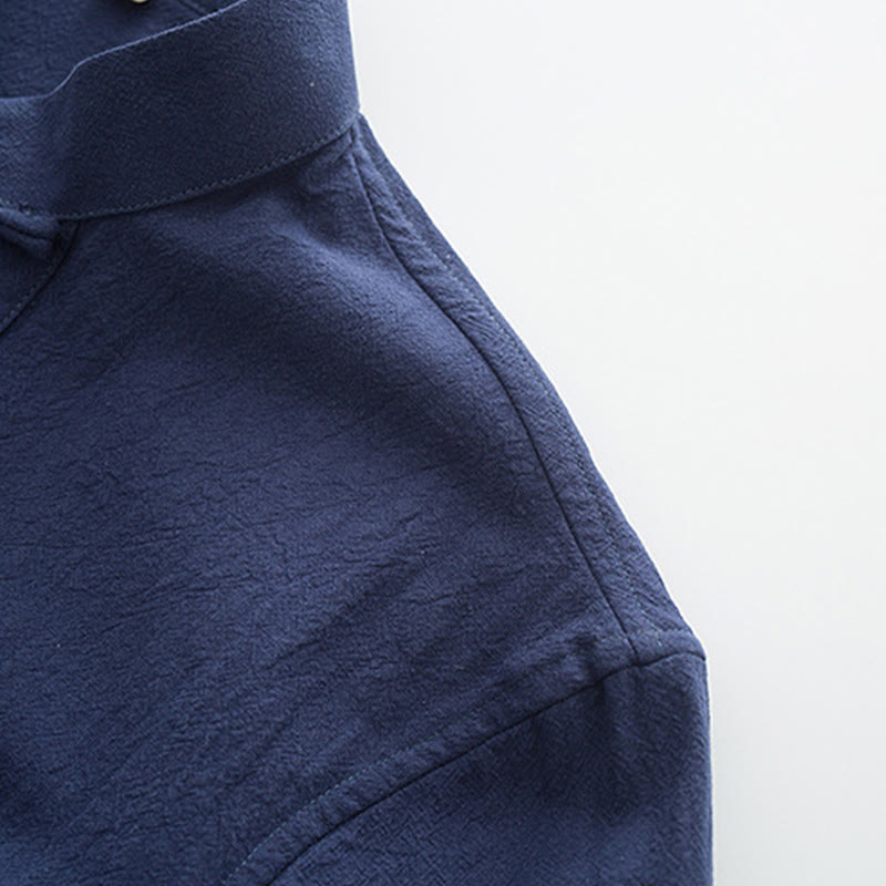 Conjunto de 2 Buddha Stones de traje Tang para hombre, camisa de manga larga de algodón y lino con botones de rana y pantalones con bolsillos. - image 6