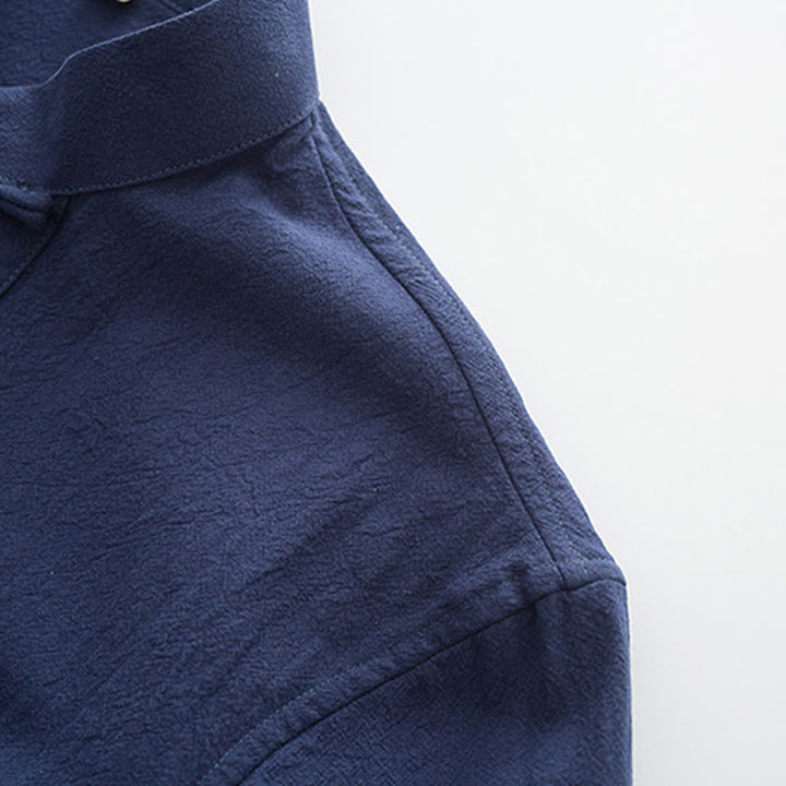 Conjunto de 2 Buddha Stones de traje Tang para hombre, camisa de manga larga de algodón y lino con botones de rana y pantalones con bolsillos. - image 6