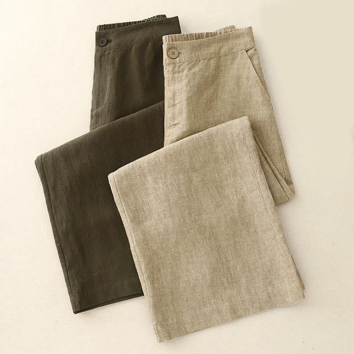 Pantalones casuales lisos de mujer con cintura elástica y pernera ancha, con bolsillos , Buddha Stones. - image 13