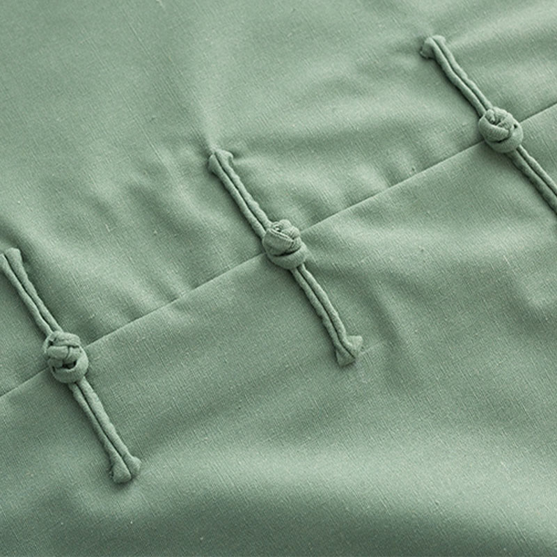 Camisa de lino y algodón para hombre, de manga larga, con botones de rana y bordado de ondas sólidas con Buddha Stones - image 2