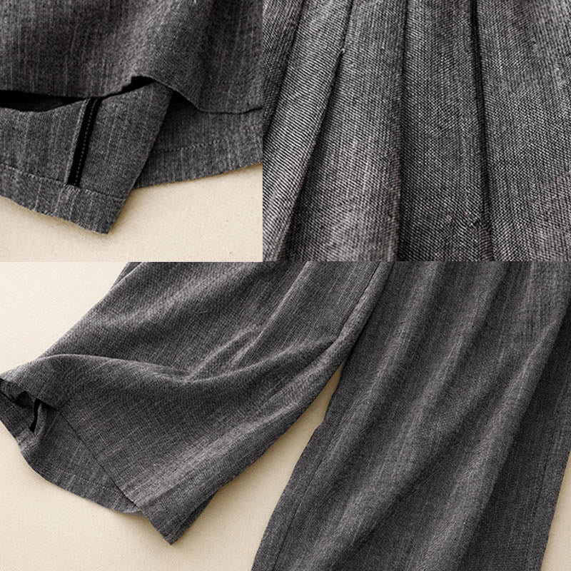 Pantalones anchos de poliéster con bolsillos para mujer, con textura informal de Buddha Stones - image 6