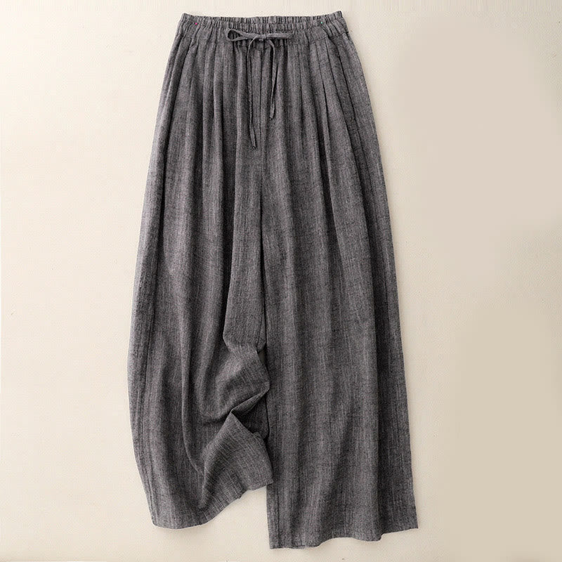 Pantalones anchos de poliéster con bolsillos para mujer, con textura informal de Buddha Stones - Gris oscuro - US8-10，UK/AU12-14，EU40-42 (2XL) - image 0