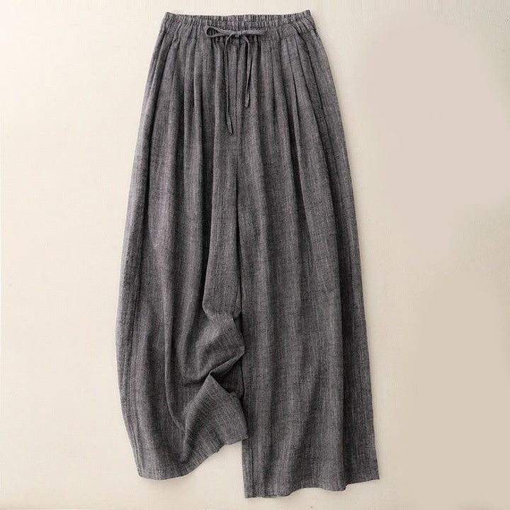 Pantalones anchos de poliéster con bolsillos para mujer, con textura informal de Buddha Stones - Gris oscuro - US8-10，UK/AU12-14，EU40-42 (2XL) - image 0
