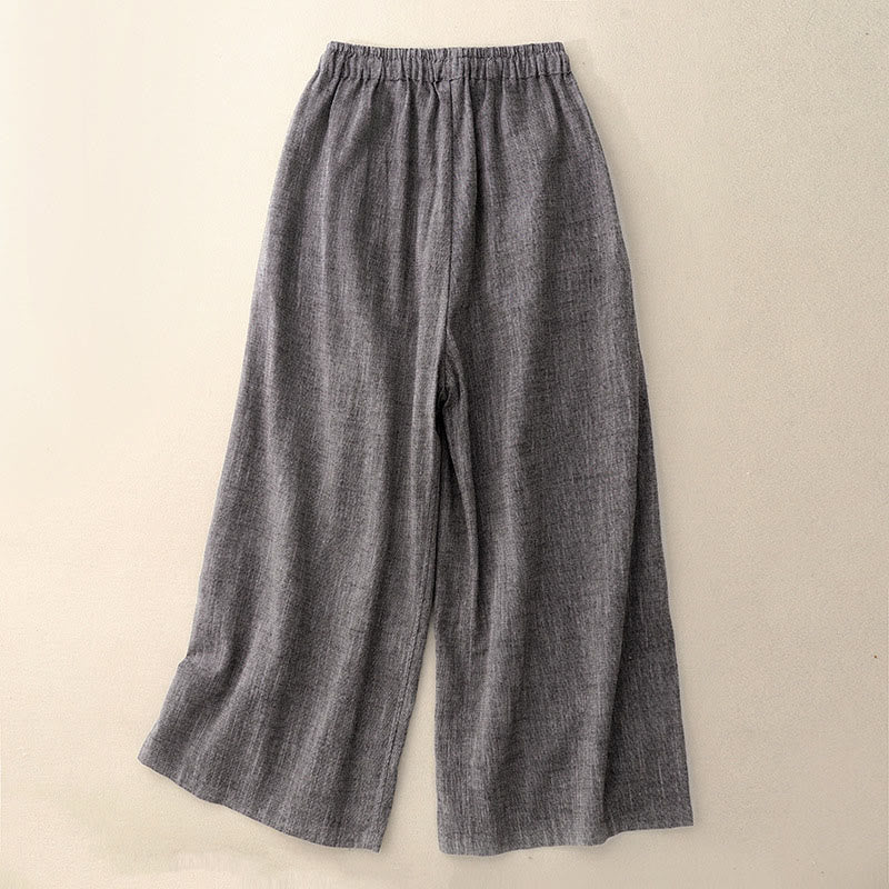 Pantalones anchos de poliéster con bolsillos para mujer, con textura informal de Buddha Stones - image 1