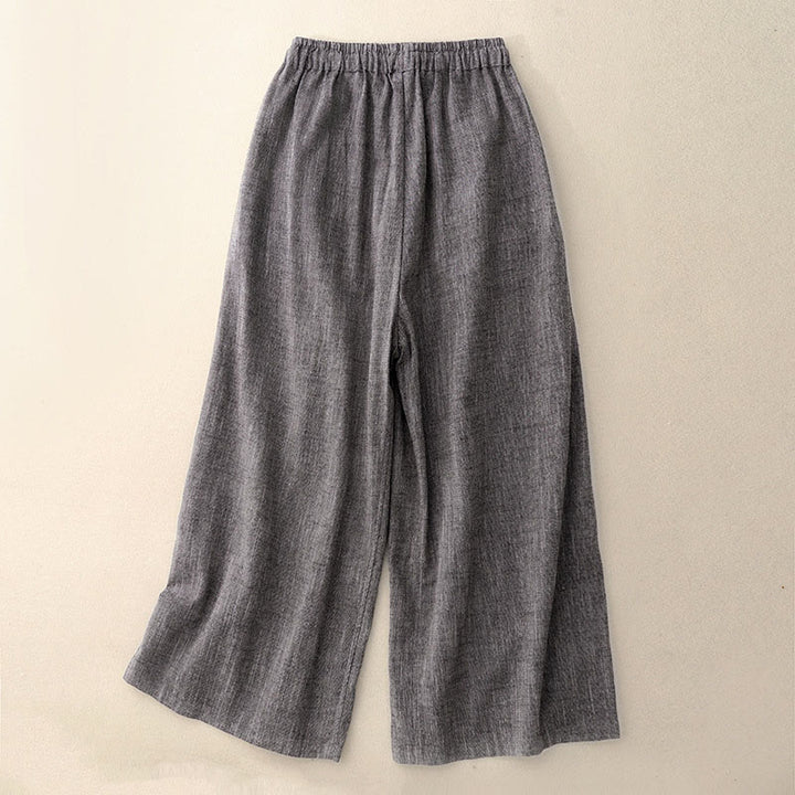 Pantalones anchos de poliéster con bolsillos para mujer, con textura informal de Buddha Stones - image 1