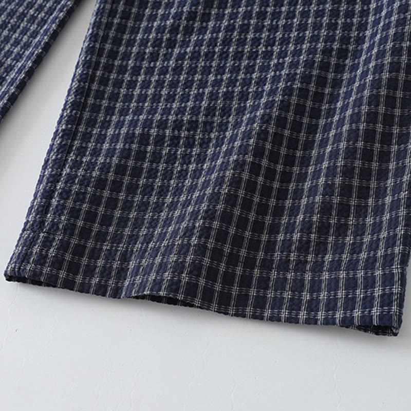 Pantalones anchos de algodón para mujer con estampado de cuadros escoceses y bolsillos, con Buddha Stones - image 7