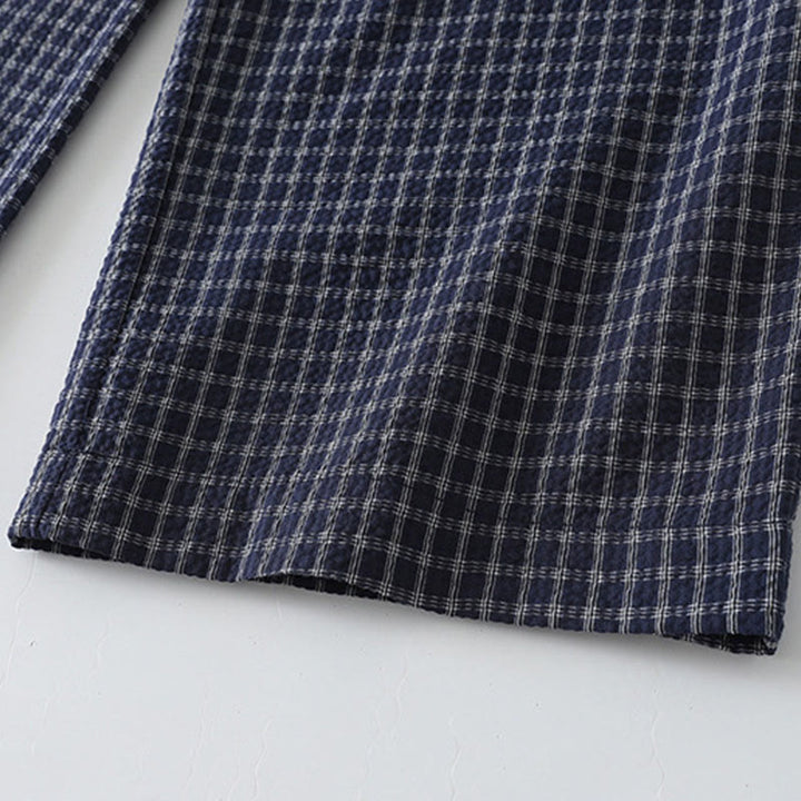 Pantalones anchos de algodón para mujer con estampado de cuadros escoceses y bolsillos, con Buddha Stones - image 7