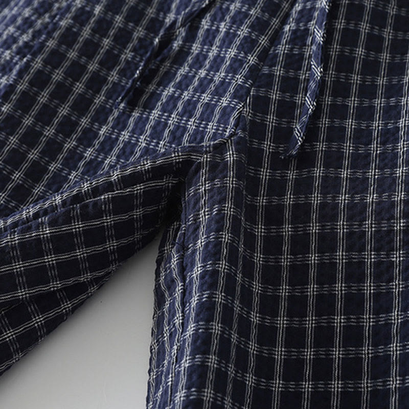 Pantalones anchos de algodón para mujer con estampado de cuadros escoceses y bolsillos, con Buddha Stones - image 9