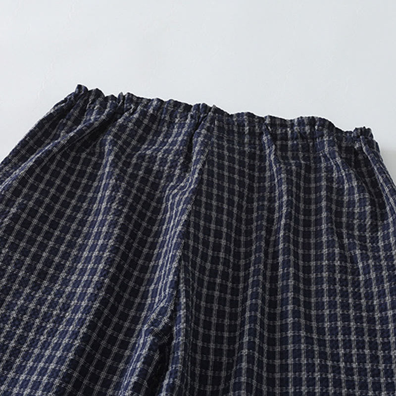 Pantalones anchos de algodón para mujer con estampado de cuadros escoceses y bolsillos, con Buddha Stones - image 6