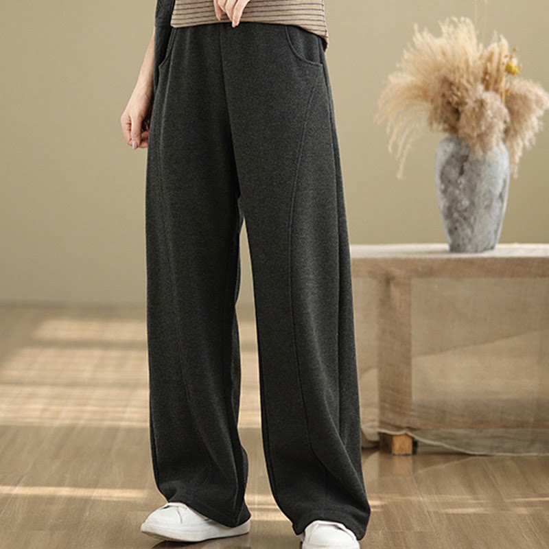 Pantalones rectos de poliéster con bolsillos para mujer, informales y gruesos, de Buddha Stones - image 1