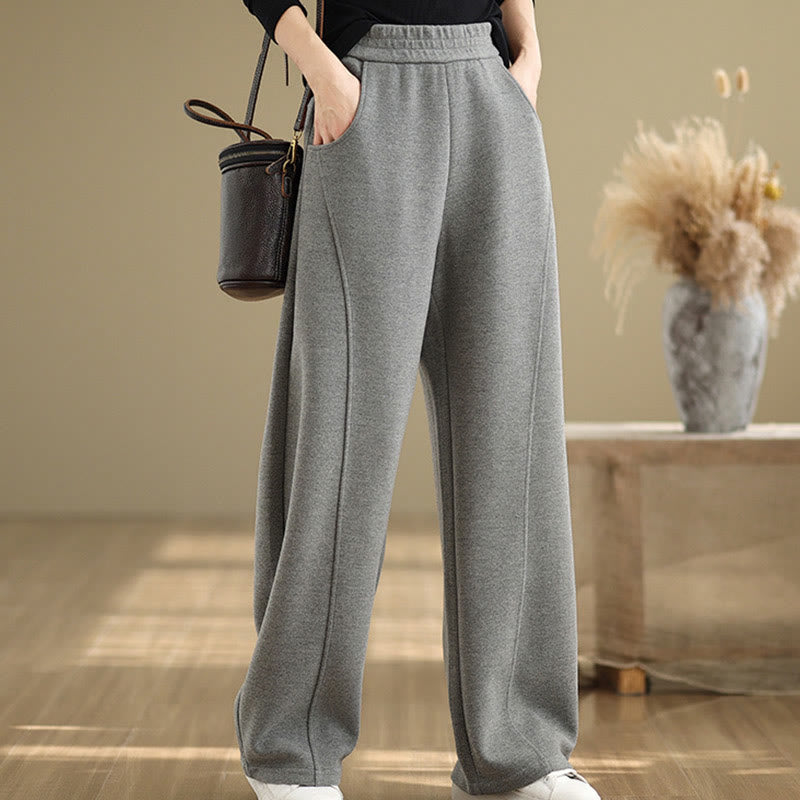 Pantalones rectos de poliéster con bolsillos para mujer, informales y gruesos, de Buddha Stones - image 7