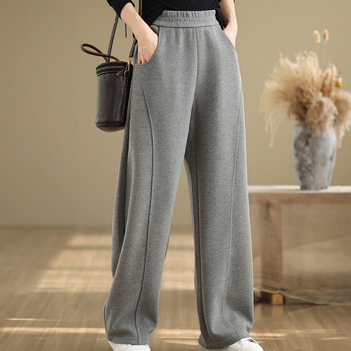Pantalones rectos de poliéster con bolsillos para mujer, informales y gruesos, de Buddha Stones - image 7