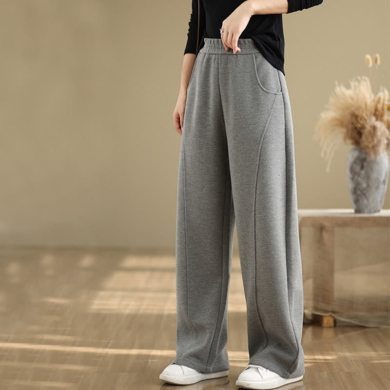 Pantalones rectos de poliéster con bolsillos para mujer, informales y gruesos, de Buddha Stones - image 10