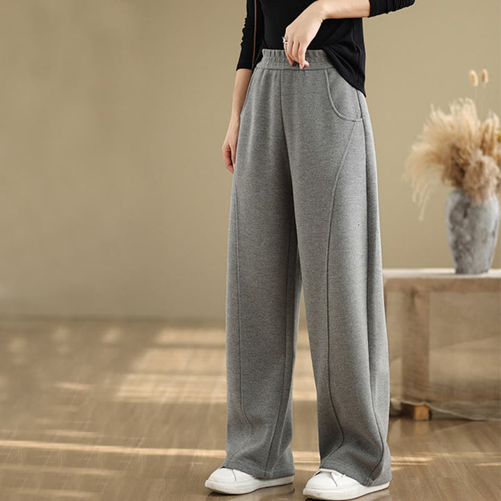 Pantalones rectos de poliéster con bolsillos para mujer, informales y gruesos, de Buddha Stones - image 10
