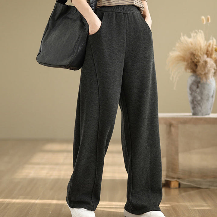 Pantalones rectos de poliéster con bolsillos para mujer, informales y gruesos, de Buddha Stones - image 5