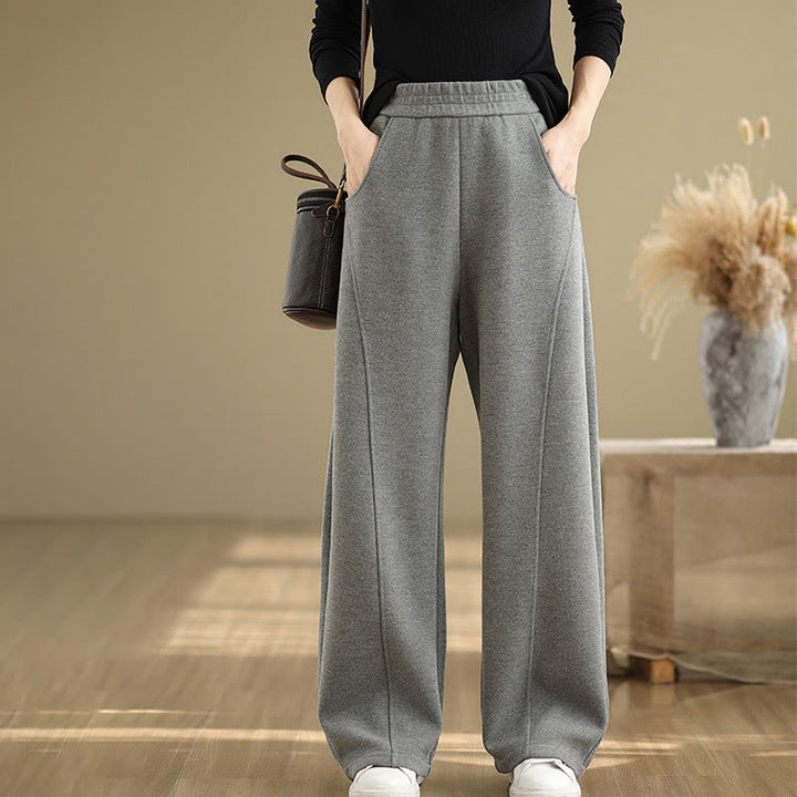 Pantalones rectos de poliéster con bolsillos para mujer, informales y gruesos, de Buddha Stones - Gris oscuro - US8-10，UK/AU12-14，EU40-42 (2XL) - image 6