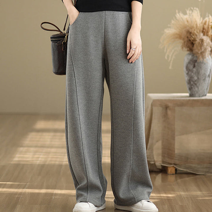 Pantalones rectos de poliéster con bolsillos para mujer, informales y gruesos, de Buddha Stones - image 9