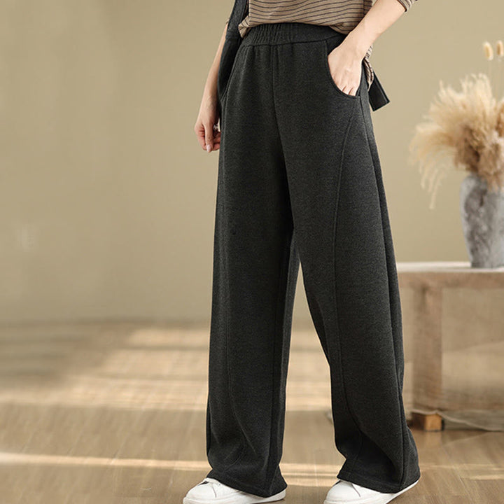 Pantalones rectos de poliéster con bolsillos para mujer, informales y gruesos, de Buddha Stones - image 3