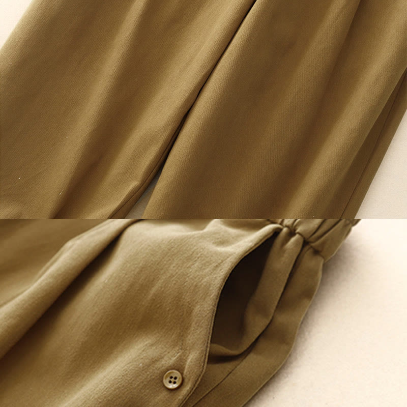 Pantalones casuales de algodón y poliéster con botones a presión y bolsillos para mujer de Buddha Stones - image 2