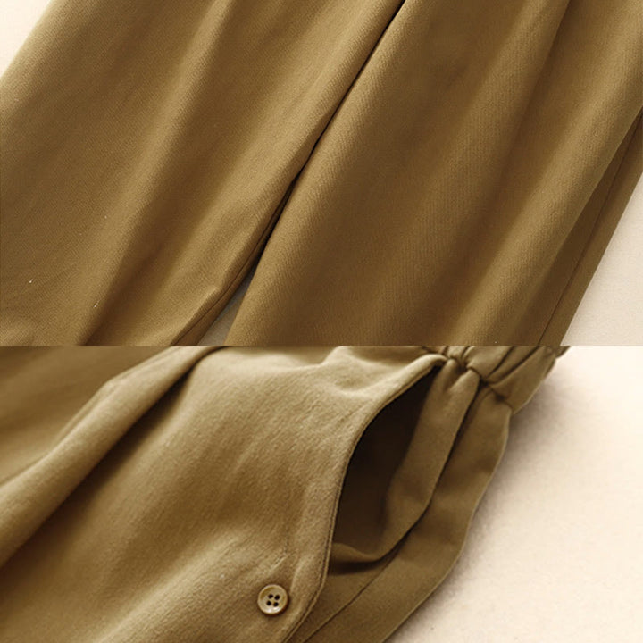 Pantalones casuales de algodón y poliéster con botones a presión y bolsillos para mujer de Buddha Stones - image 2