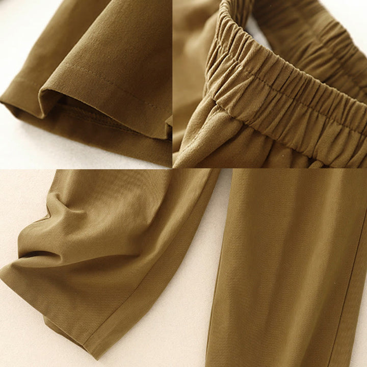 Pantalones casuales de algodón y poliéster con botones a presión y bolsillos para mujer de Buddha Stones - image 3