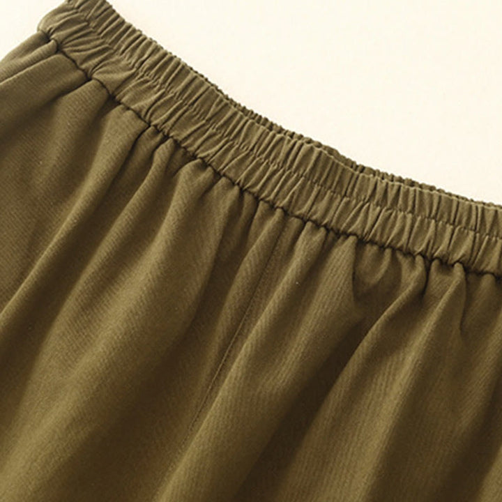 Pantalones casuales de algodón y poliéster con botones a presión y bolsillos para mujer de Buddha Stones - image 7