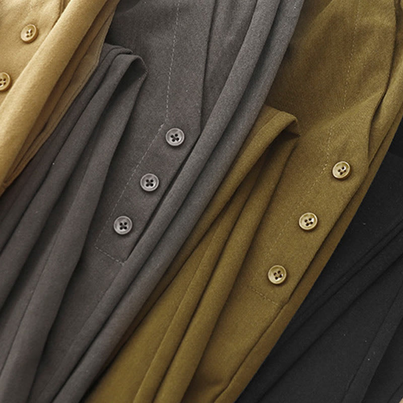 Pantalones casuales de algodón y poliéster con botones a presión y bolsillos para mujer de Buddha Stones - image 17