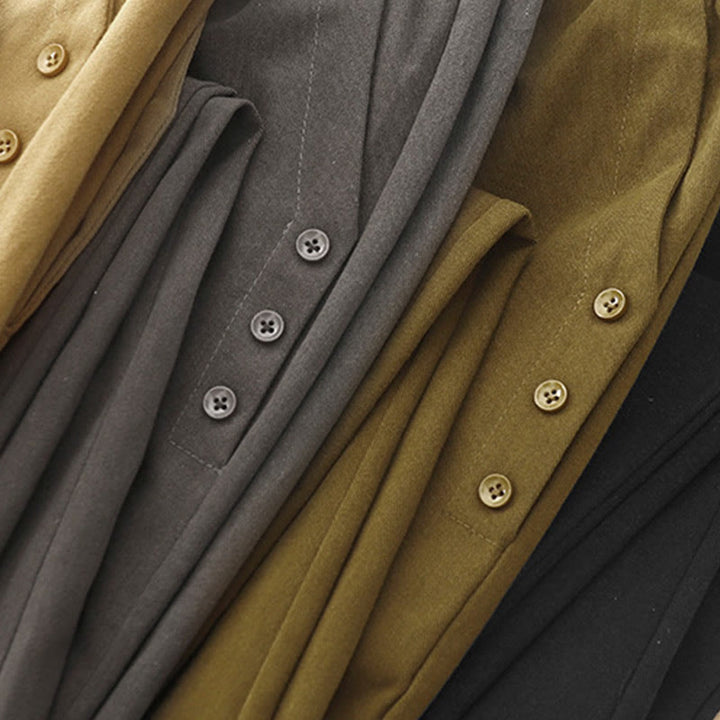 Pantalones casuales de algodón y poliéster con botones a presión y bolsillos para mujer de Buddha Stones - image 17