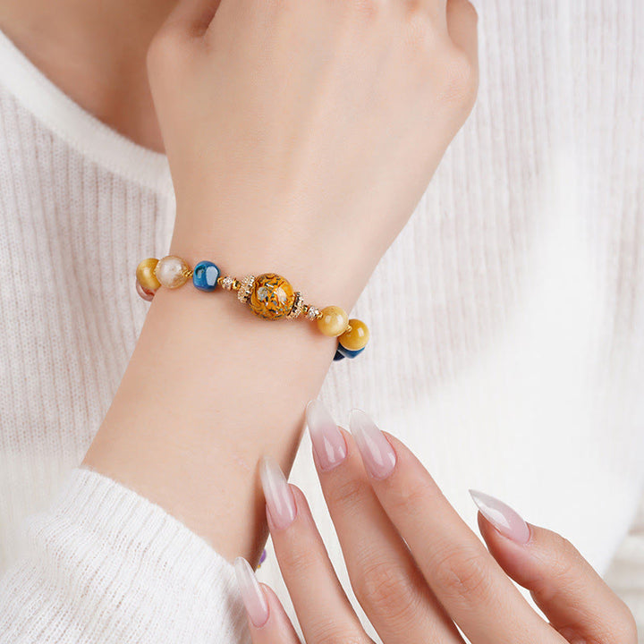 Pulsera de poder con cuentas de laca tibetana de Buddha Stones tejidas a mano con varios cristales - image 4