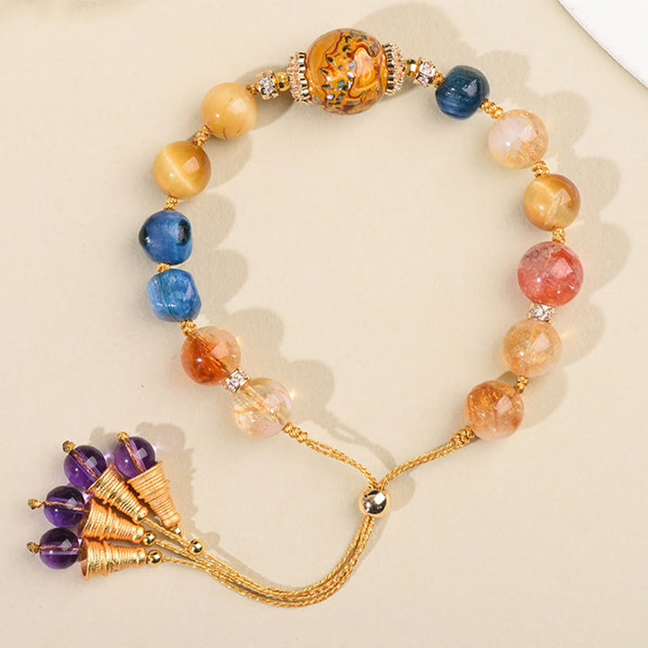 Pulsera de poder con cuentas de laca tibetana de Buddha Stones tejidas a mano con varios cristales - image 3