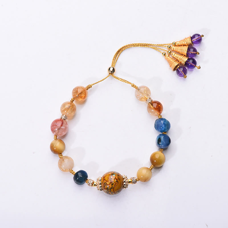Pulsera de poder con cuentas de laca tibetana de Buddha Stones tejidas a mano con varios cristales - image 9