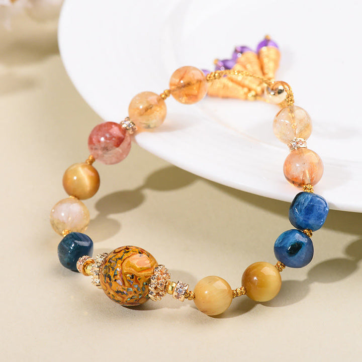 Pulsera de poder con cuentas de laca tibetana de Buddha Stones tejidas a mano con varios cristales - image 2