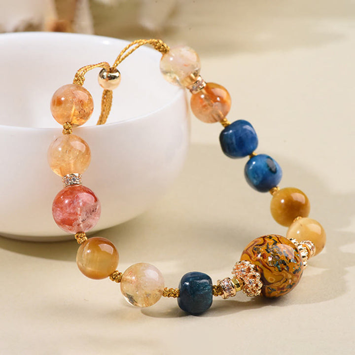 Pulsera de poder con cuentas de laca tibetana de Buddha Stones tejidas a mano con varios cristales - image 8
