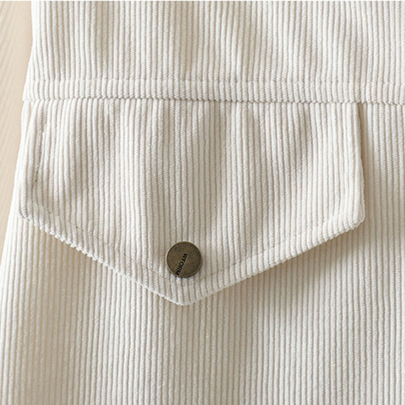 Camisa de manga larga para mujer de pana de algodón con botones lisos Buddha Stones Commute - image 12