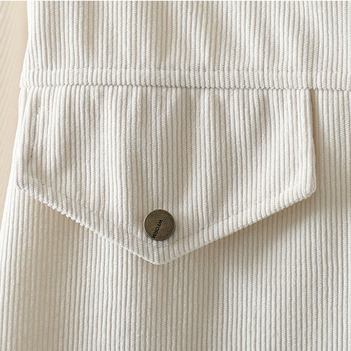 Camisa de manga larga para mujer de pana de algodón con botones lisos Buddha Stones Commute - image 12