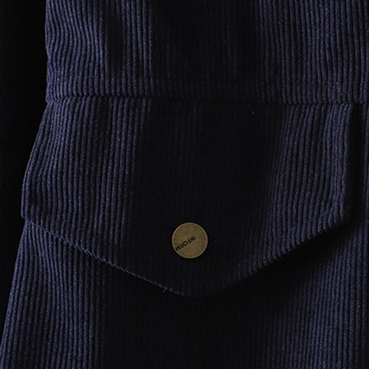 Camisa de manga larga para mujer de pana de algodón con botones lisos Buddha Stones Commute - image 3