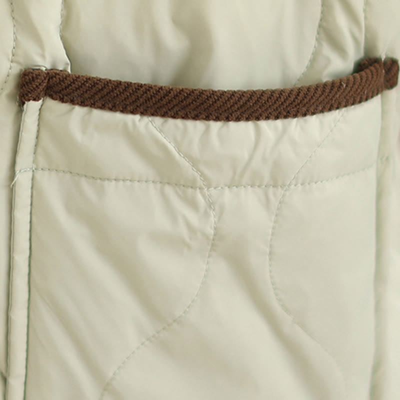 Chaqueta de algodón de manga larga para mujer con solapas de colores contrastantes y bolsillos con Buddha Stones - image 19