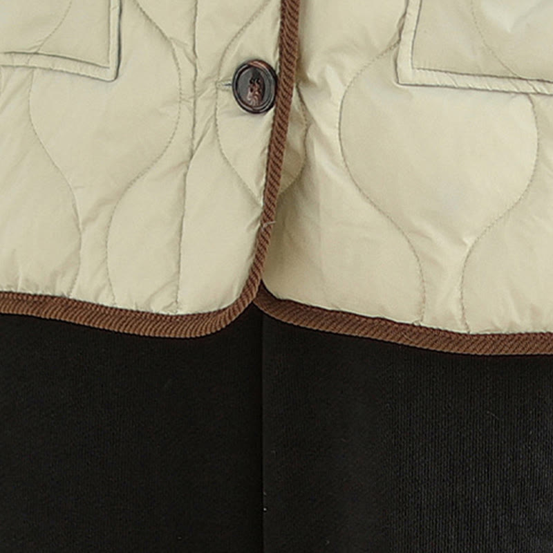 Chaqueta de algodón de manga larga para mujer con solapas de colores contrastantes y bolsillos con Buddha Stones - image 21