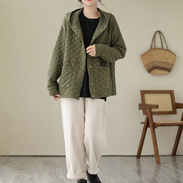 Chaqueta térmica de algodón de manga larga con capucha y bolsillos para mujer, diseño de Buddha Stones . - image 5
