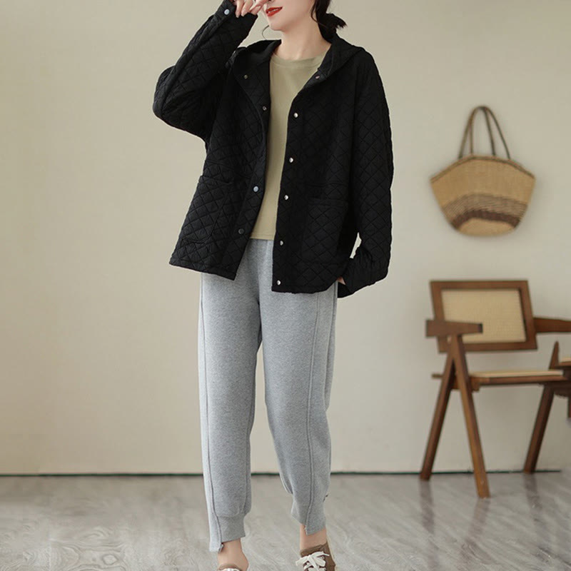 Chaqueta térmica de algodón de manga larga con capucha y bolsillos para mujer, diseño de Buddha Stones . - image 13