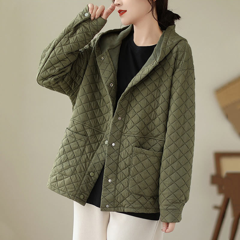 Chaqueta térmica de algodón de manga larga con capucha y bolsillos para mujer, diseño de Buddha Stones . - image 1