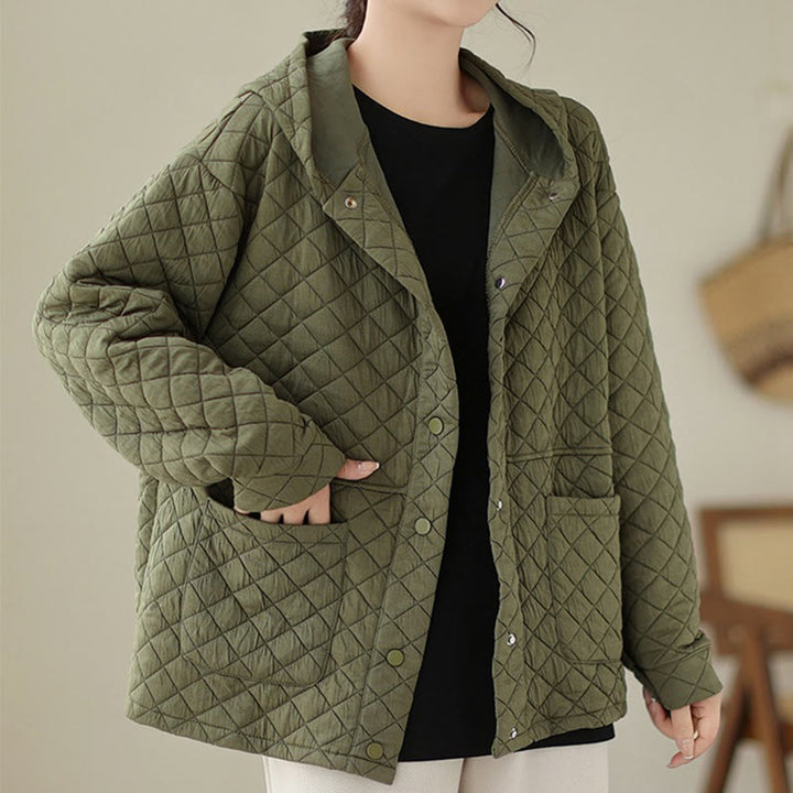 Chaqueta térmica de algodón de manga larga con capucha y bolsillos para mujer, diseño de Buddha Stones . - image 2
