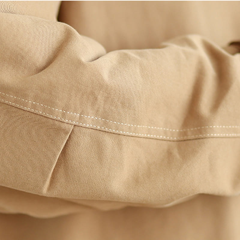 Chaqueta acolchada de algodón de manga larga para mujer con diseño de Buddha Stones y botones de solapa lisos con bolsillos - image 9