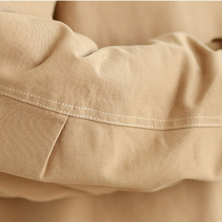 Chaqueta acolchada de algodón de manga larga para mujer con diseño de Buddha Stones y botones de solapa lisos con bolsillos - image 9