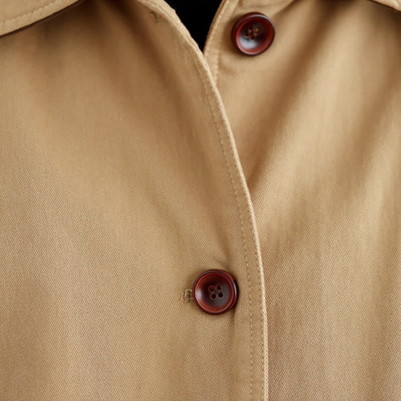 Chaqueta acolchada de algodón de manga larga para mujer con diseño de Buddha Stones y botones de solapa lisos con bolsillos - image 5