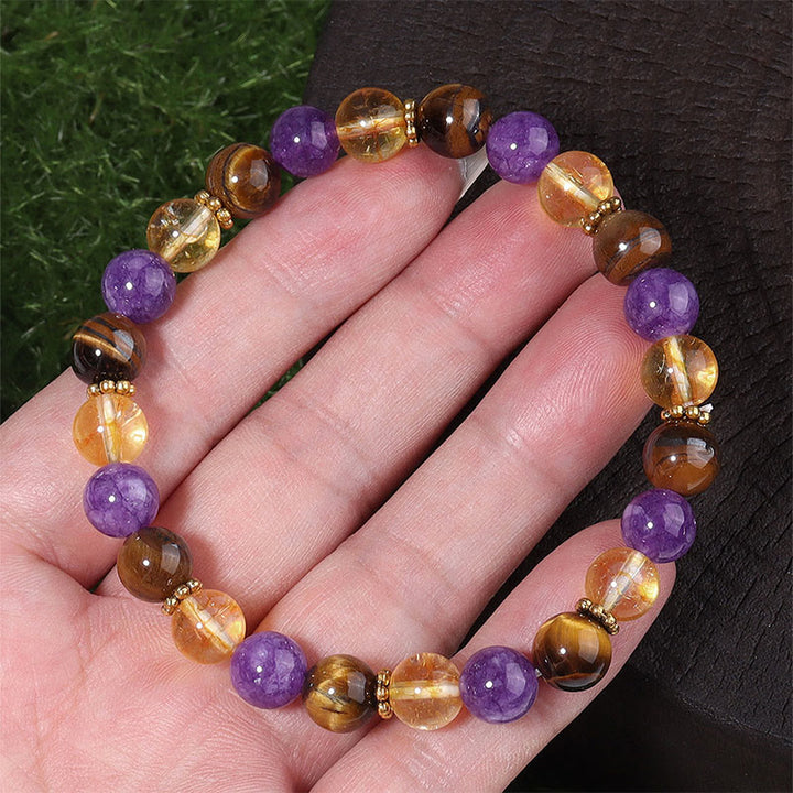 Pulsera curativa con cuentas espaciadoras de amatista, ojo de tigre y citrino de Buddha Stones - image 2