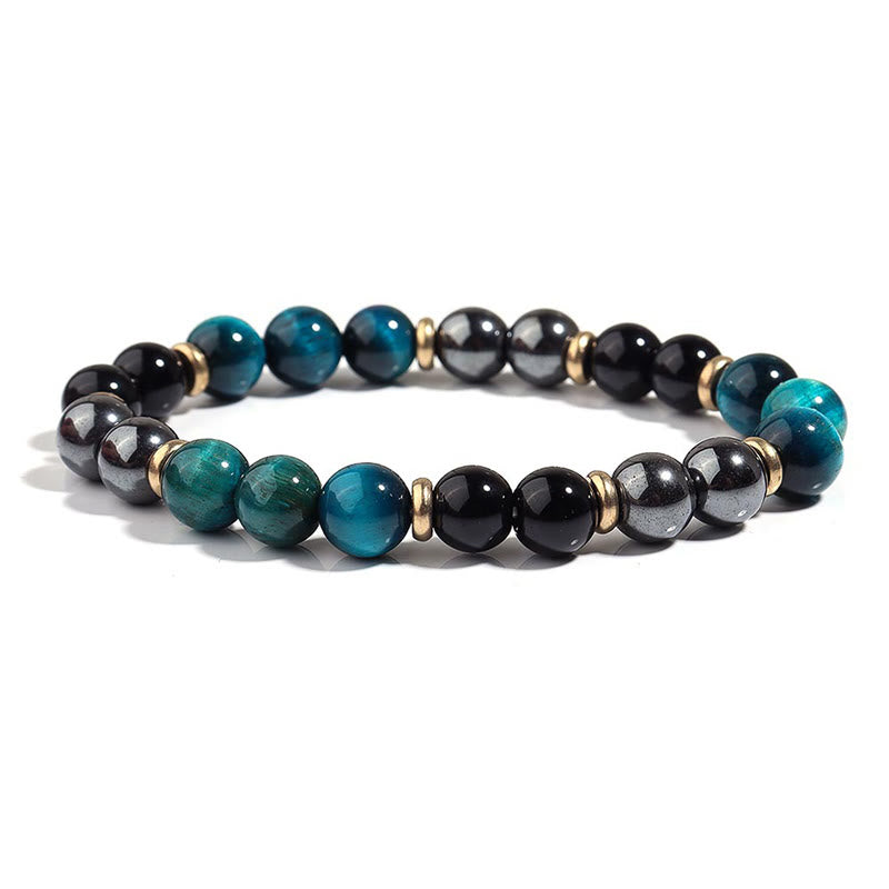 Pulsera de equilibrio con cuentas de ojo de tigre azul natural de Buddha Stones - image 6